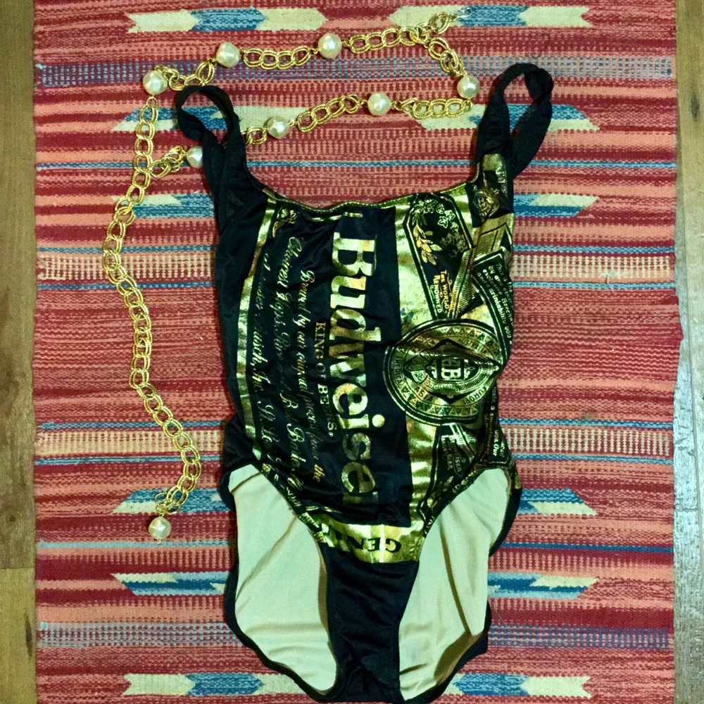 ✨🌞SUPER RARE Budweiser black and Gold Swimsuit🌞✨